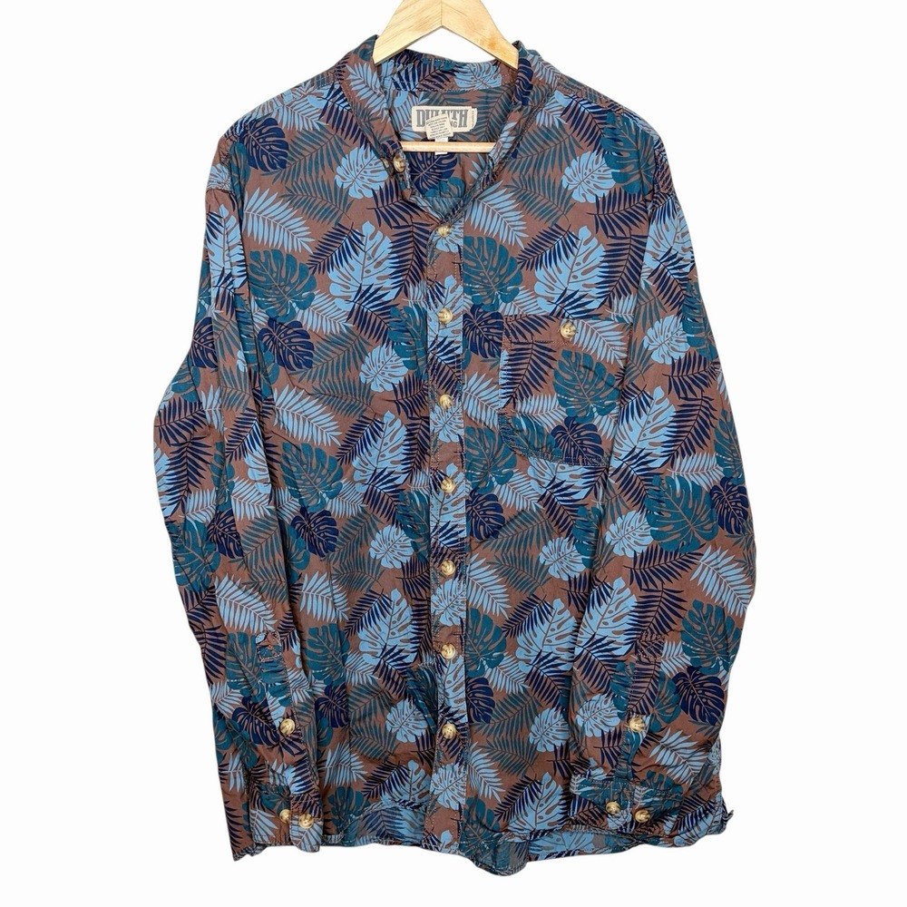 Duluth Trading Co Tropical Shirt Mens XL Tall Button Up Long Sleeve Relaxed Fit